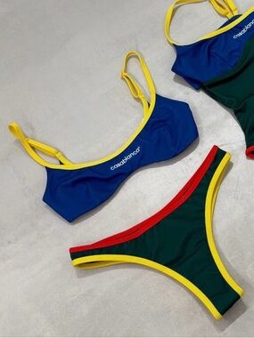 Casablanca Colorblock Bikini Set in Blue, Green & Yellow